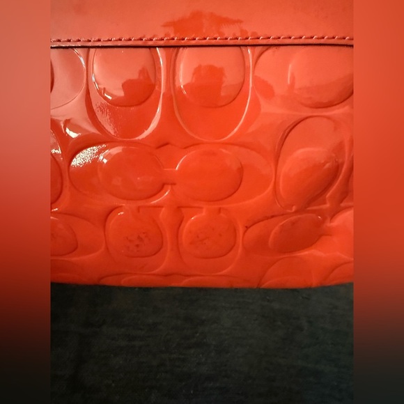 Coach authentic Papaya Orange Embossed Patent leather with hang tag - Picture 3 of 8